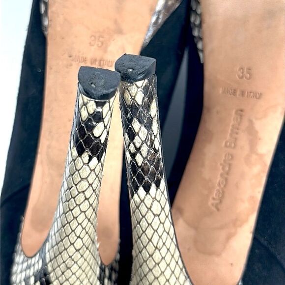 Alexandre Birman Black Suede Python Heels Ankle Booties size EUR 35 US 5 - Picture 15 of 15